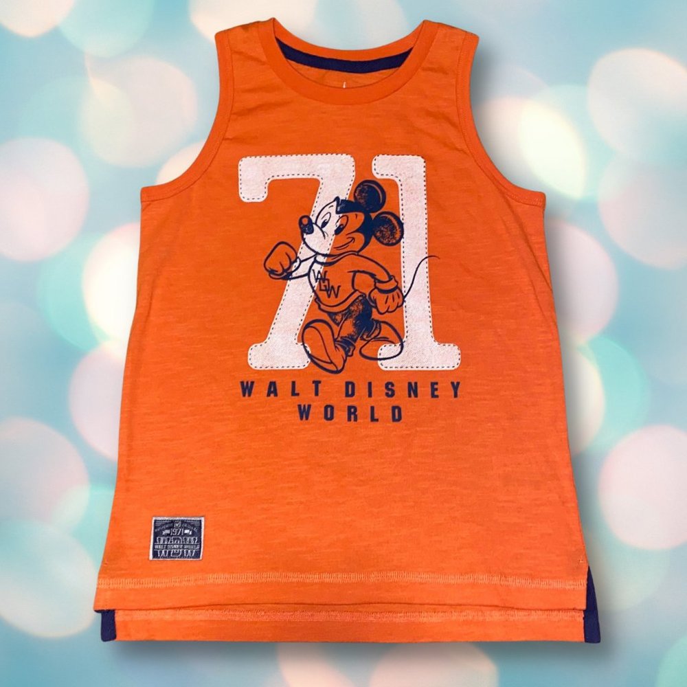 BRAND NEW Disney Mickey Mouse Boy's Orange Sleeveless Tank Top Shirt Size XS 4/5